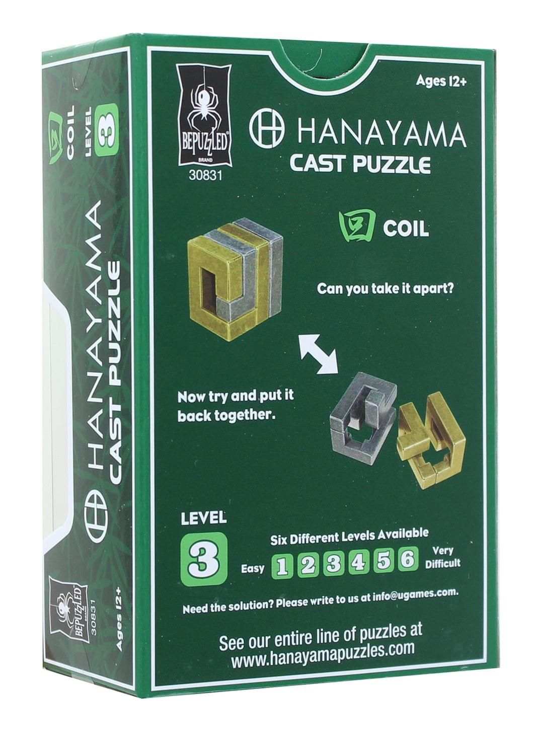 Hanayama Level 3 Cast Metal Brain Teaser Puzzle - Coil