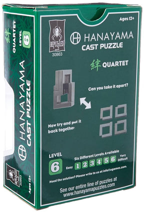 Hanayama Level 6 Cast Metal Brain Teaser Puzzle - Quartet