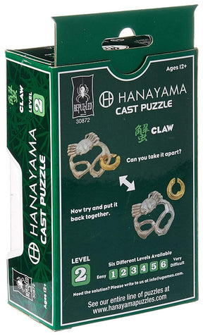 Hanayama Level 2 Cast Metal Brain Teaser Puzzle - Claw