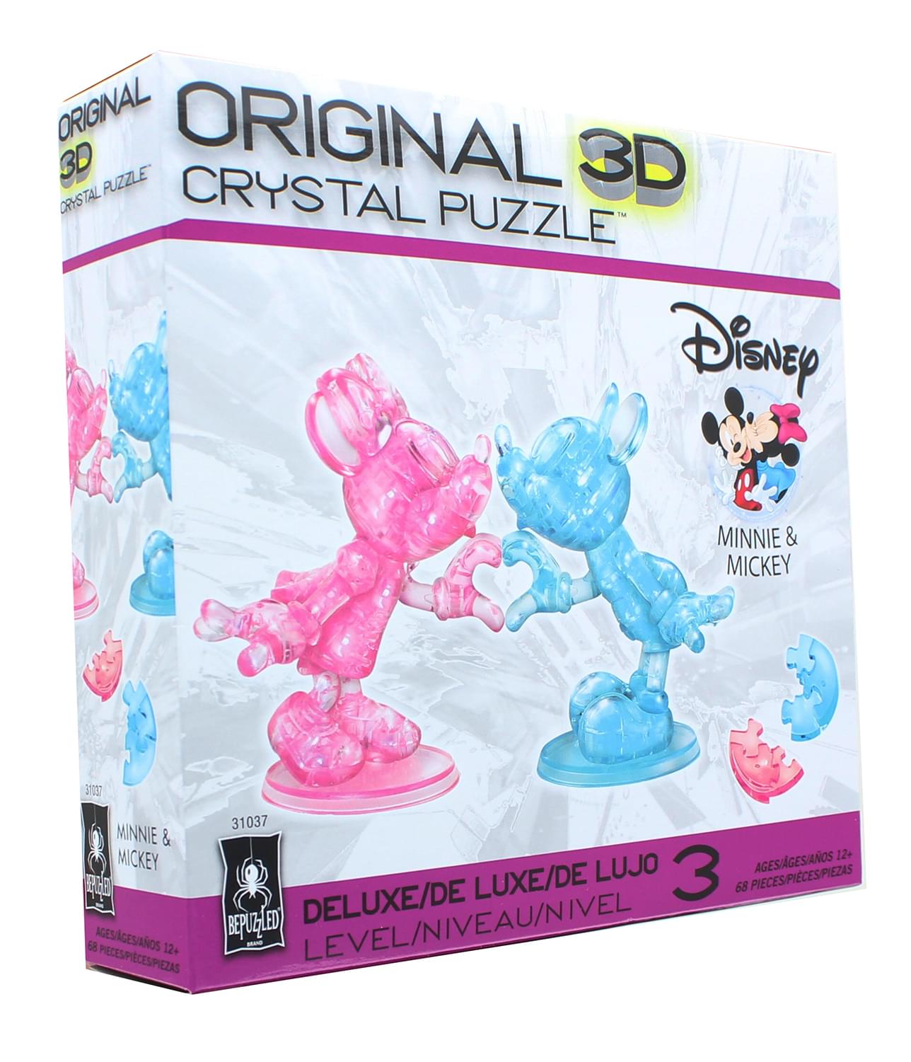 Disney Mickey & Minnie Mouse Heart Hands 68 Piece 3D Crystal Jigsaw Puzzle