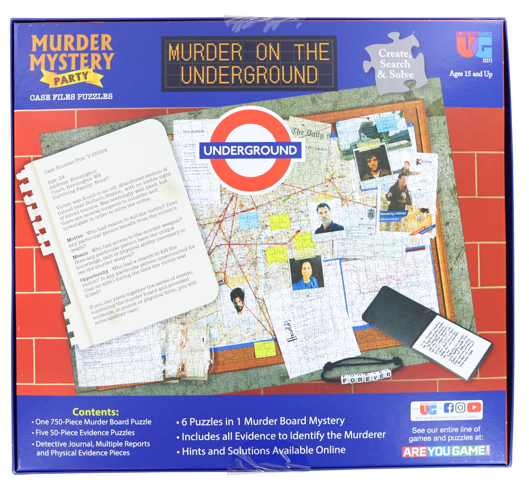 Murder Mystery Party Case File Murder Board Puzzle | Murder on the Underground