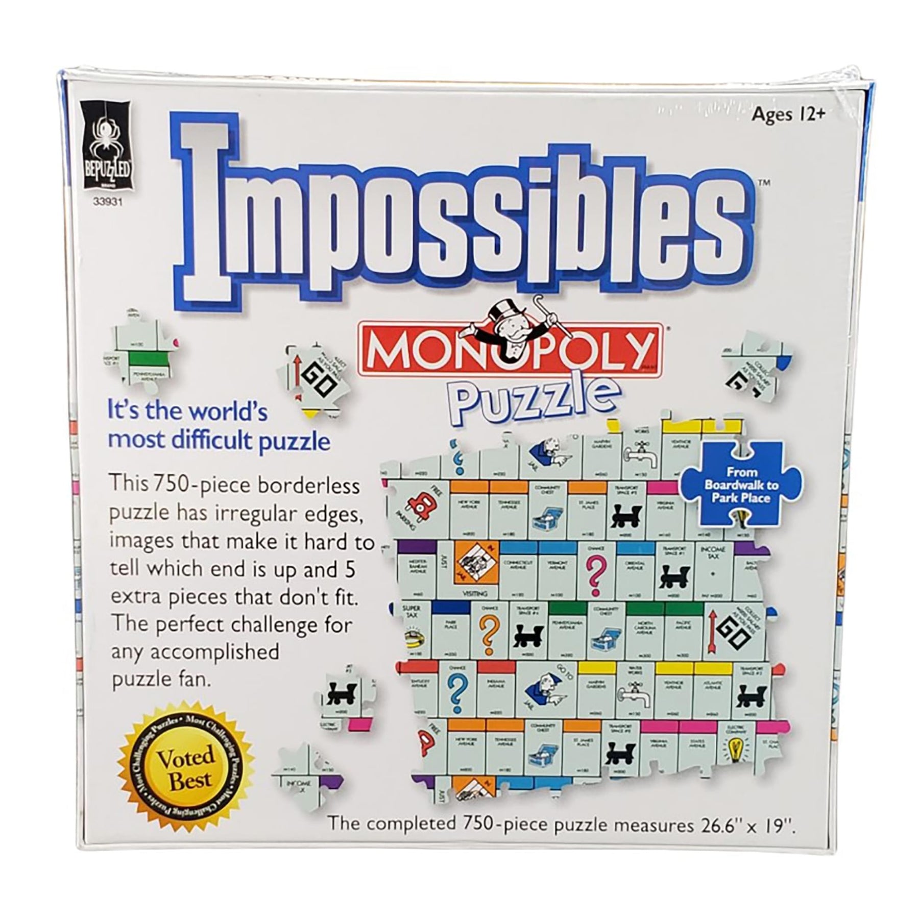 Monopoly Impossibles 750 Piece Jigsaw Puzzle | No Edge | 5 Extra Pieces