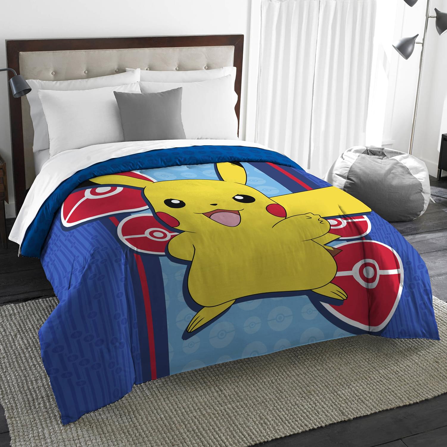Pokemon Pika Pokeball 64x86 Heavyweight Twin Comforter