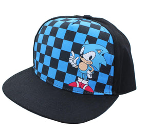 Sonic the Hedgehog Blue & Black Checkered Adjustable Snapback Hat | One Size
