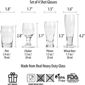 Craft Shots 1.2 - 2.4oz Shot Glasses | Set of 4