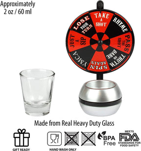 Wheel of Shots | Adult Party Drinking Game | Includes 2oz Shot Glass