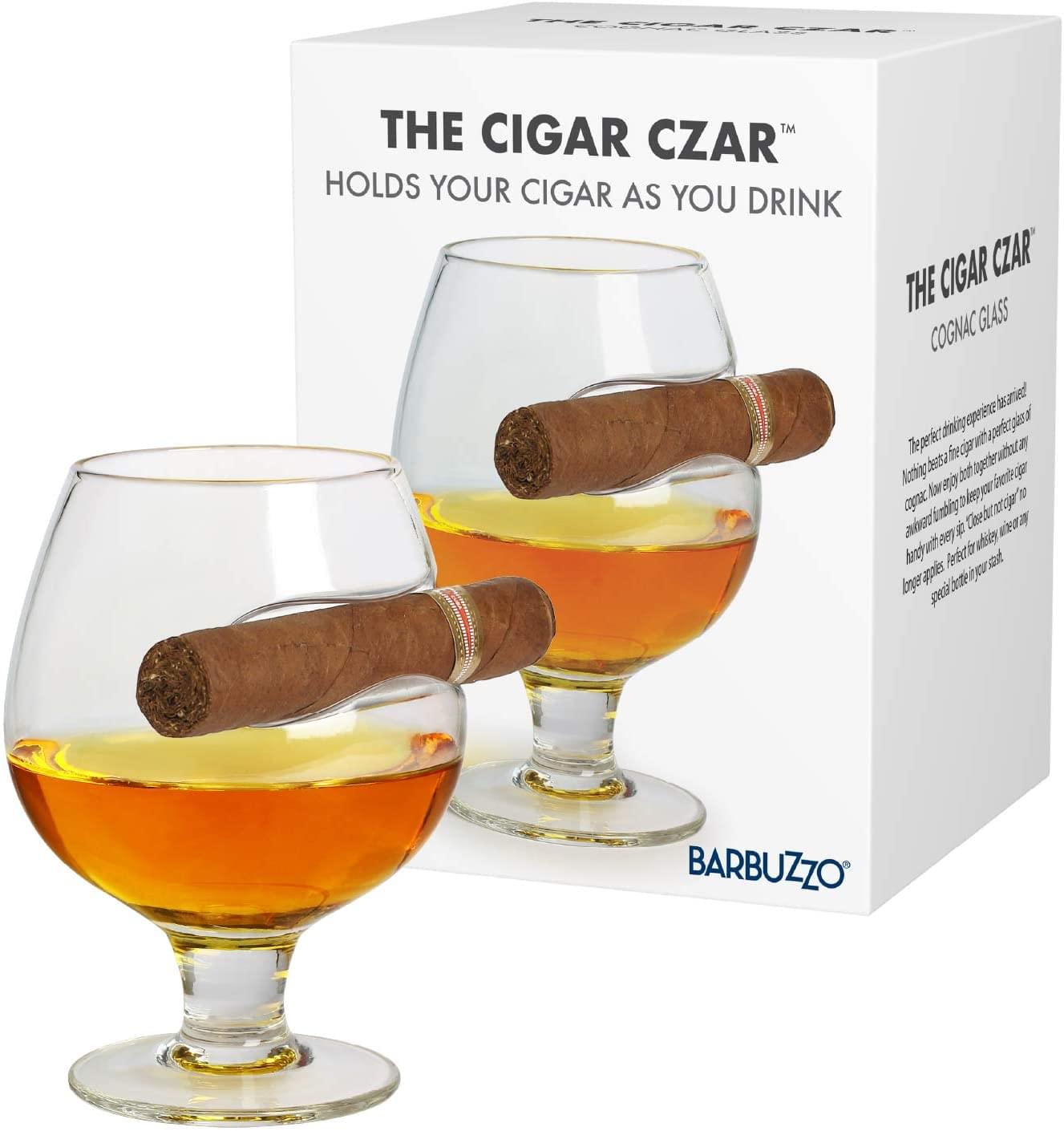 Cigar Czar 11oz Cognac Glass | Brandy Snifter w/ Cigar Rest