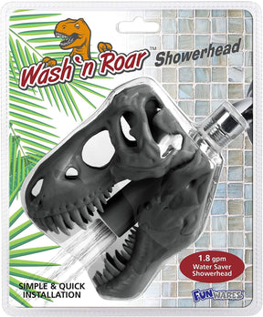 Wash N Roar Sculpted T-Rex Skull Shower Head | Gray