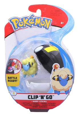 Pokemon Clip N Go Poke Ball Set | 2 Inch Mareep & Ultra Ball