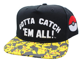 Pokemon Gotta Catch 'Em All Pikachu On Bill Snap Back Hat | Youth Size