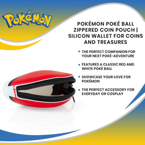Pokémon Poké Ball Zippered Coin Pouch | Silicon Wallet For Coins And Treasures
