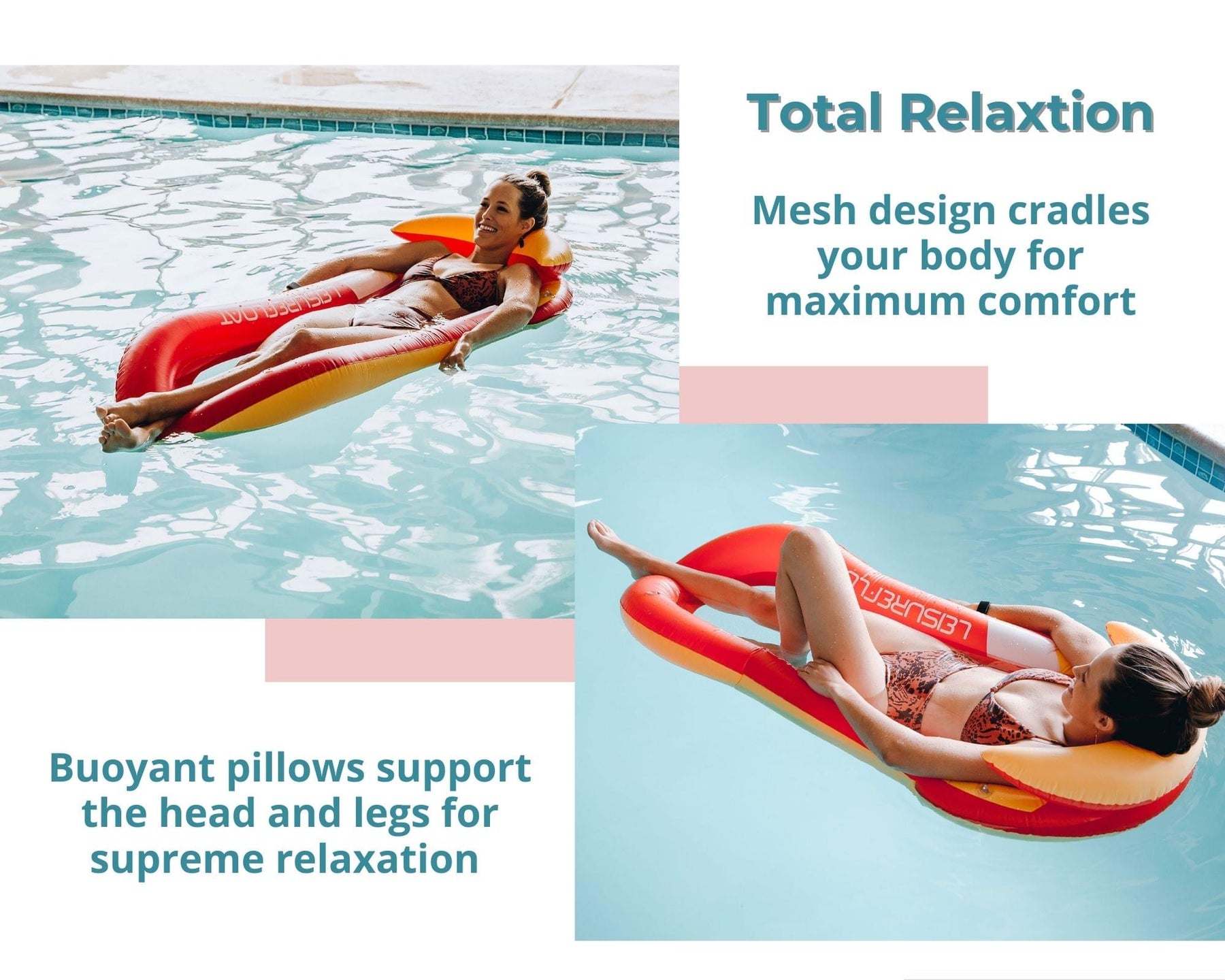Inflatable Swimming Pool PVC Float Lounge Recliner | Red