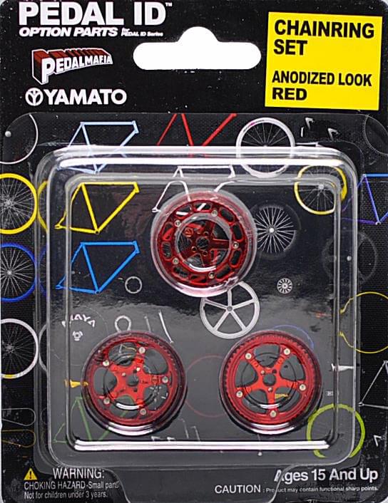 Pedal Id 1:9 Scale Bicycle: Chain Ring Set: Anodized Look Red