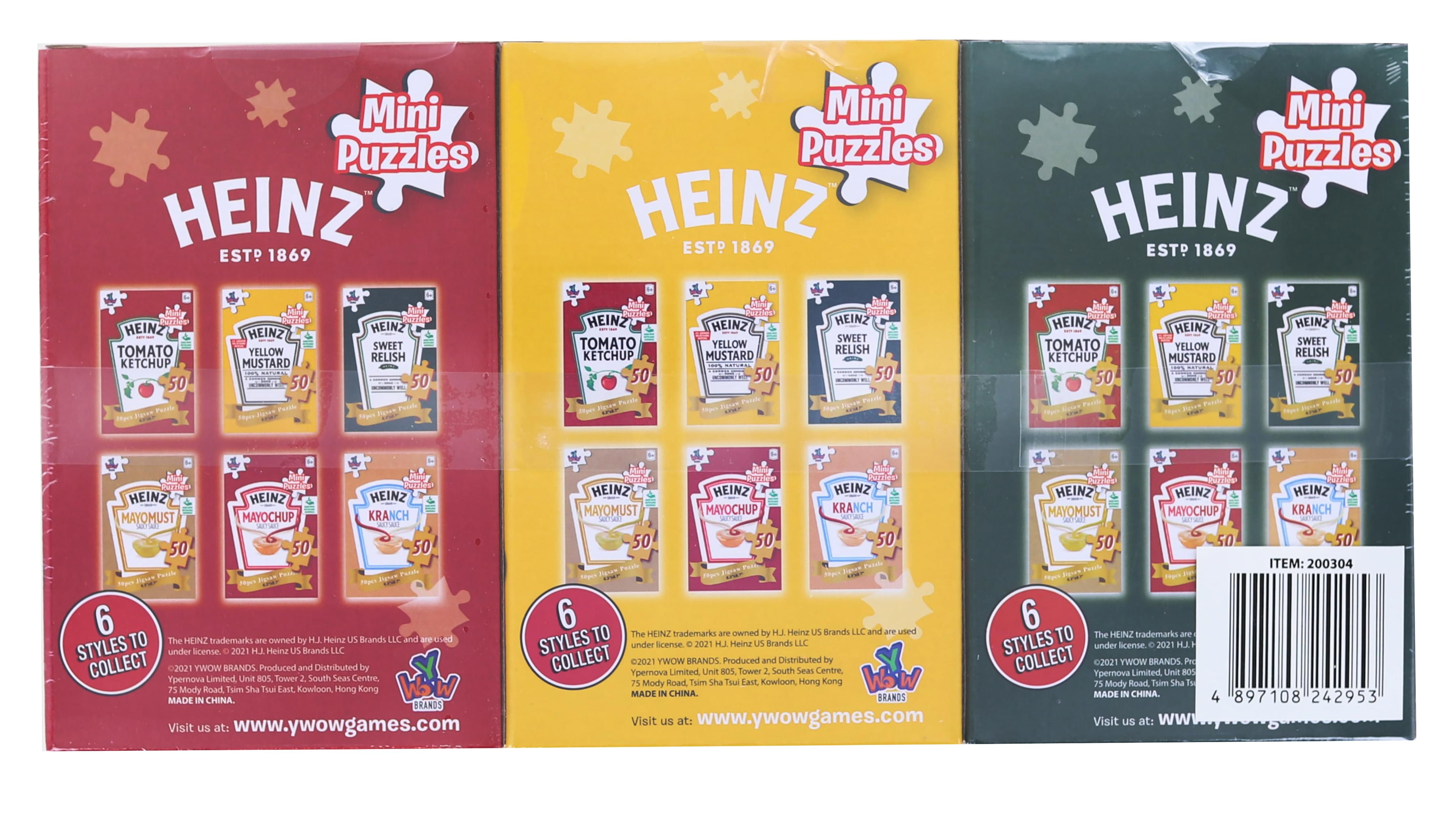 Heinz Sauces 50 Piece Jigsaw Puzzle 3-Pack | Relish | Mustard | Ketchup