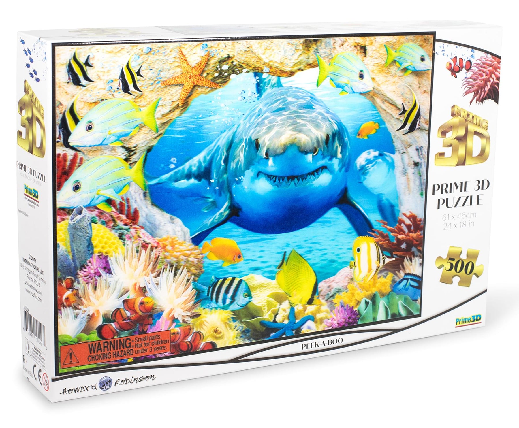 Peek-A Boo Shark in the Deep Blue Sea Super 3D 500 Piece Jigsaw Puzzle