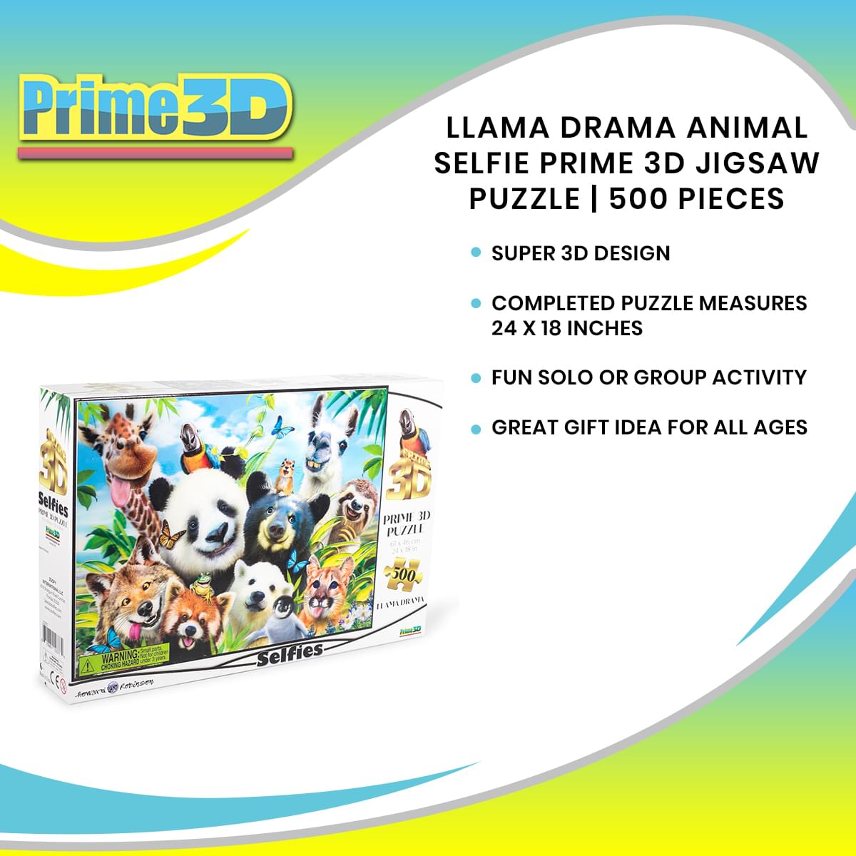 Llama Drama Selfie Super 3D 500 Piece Jigsaw Puzzle For Adults And Kids
