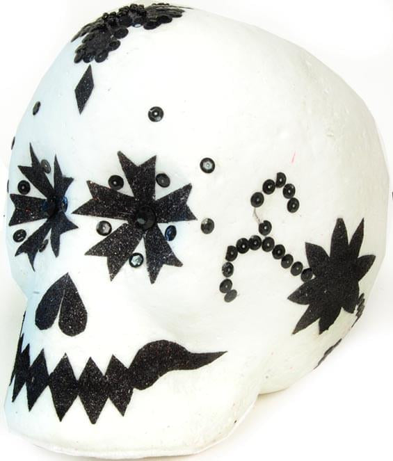 Day Of The Dead Black & White Skull Medium Halloween Prop