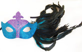 Glitter Eye Venetian, Masquerade, Mardi Gras Mask W/Feathers Style G