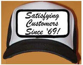 Satisfying Customers Since '69 Black & White Mesh Cap Hat