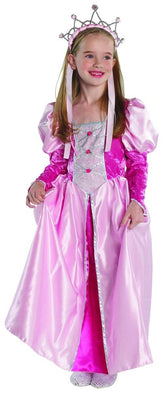 Medieval Regal Queen Pink Satin Panne Velvet Dress Child Costume