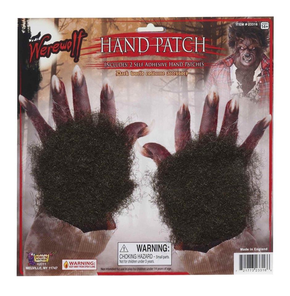 Brown Hairy Werewolf Patches For Hands Adult Costume Accessory
