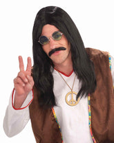Hippie Dude Black Adult Costume Wig Adult