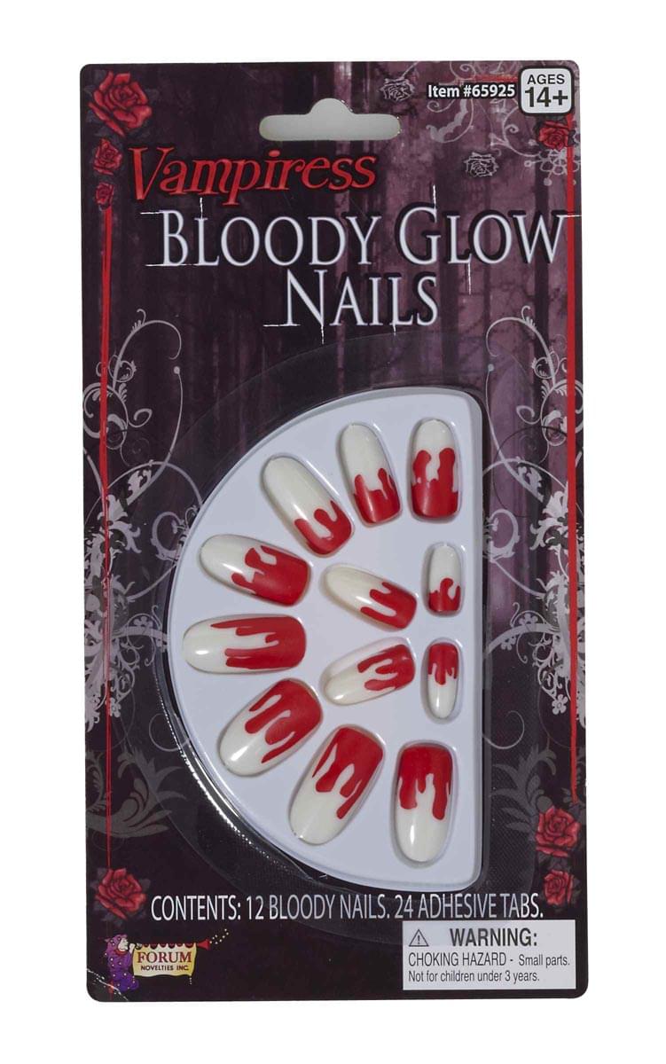 Bloody Tip Glow-In-The-Dark Nails Costume Accessory