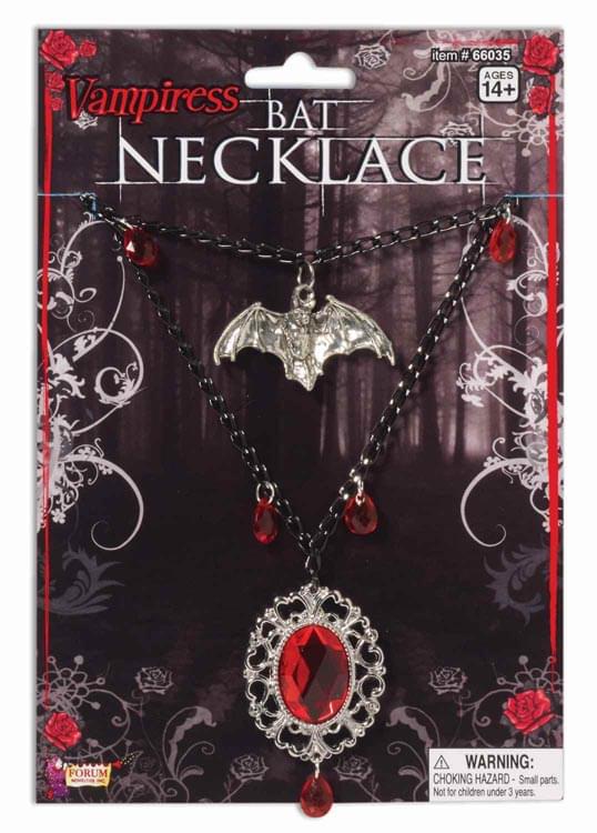 Gothic Vampiress Bat Necklace Costume Jewelry