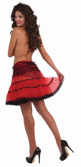 16" Long Red & Black Costume Crinoline Slip Adult One Size Fits Most