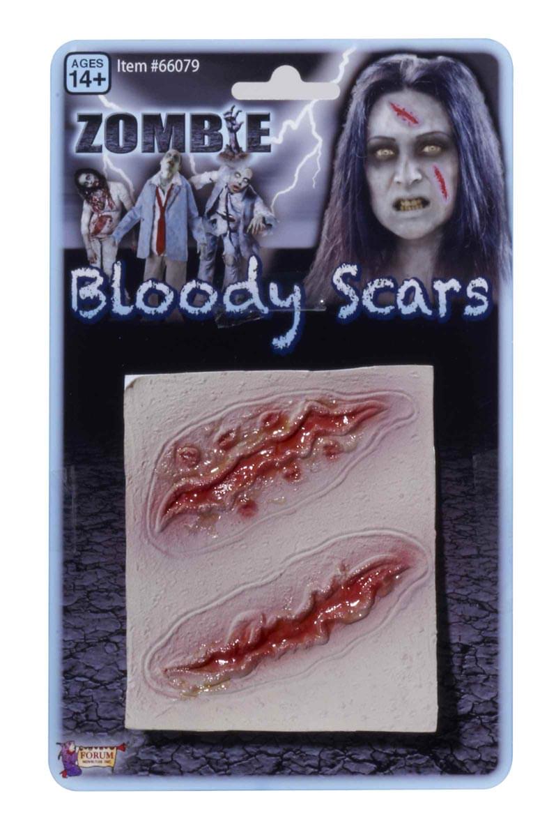 Two Zombie Prosthetic Bloody Scar Wounds Costume Accessory