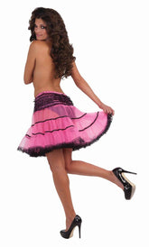 16" Long Pink & Black Crinoline Costume Slip Adult One Size Fits Most
