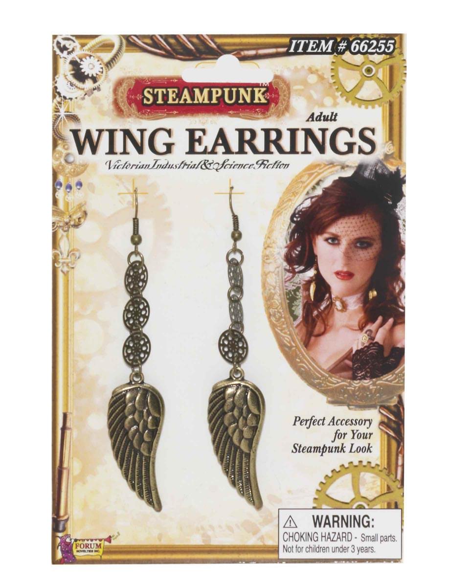 Steampunk Wing Earrings Adult Costume Jewelry
