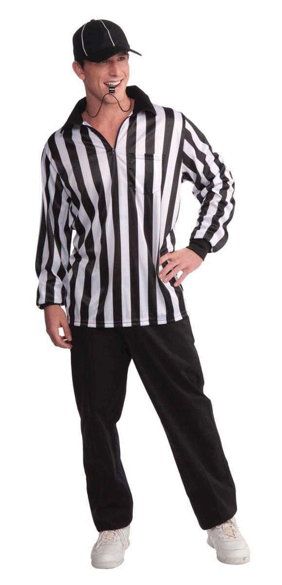 Referee Costume Shirt & Hat Adult Size Standard