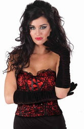 Gothic Vampiress Black Ruched Velvet Gloves Costume Accessory