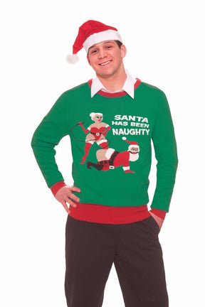 Ugly Christmas Naughty Santa Adult Sweater