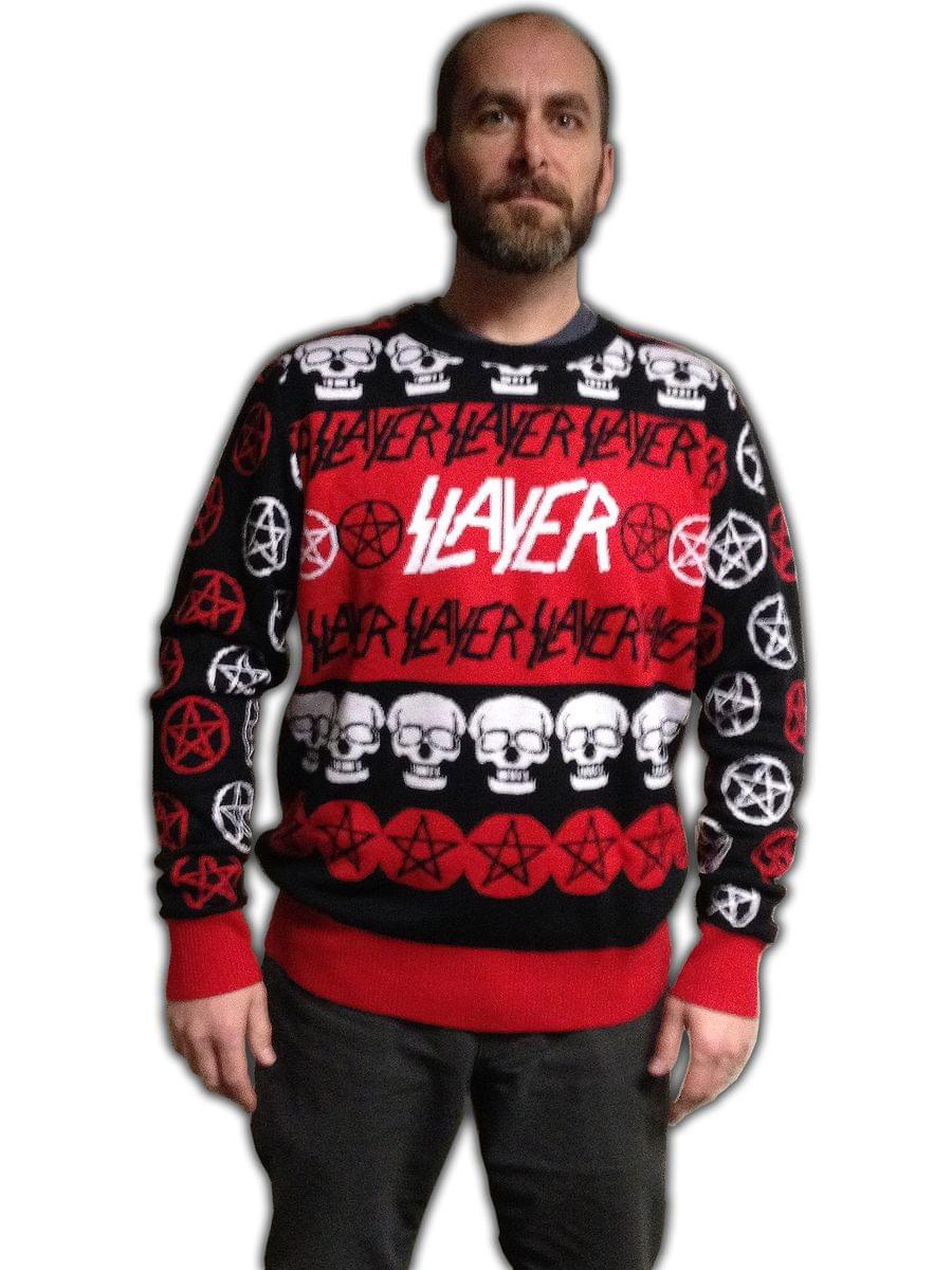 Slayer Pentagram & Skulls Adult Christmas Sweater