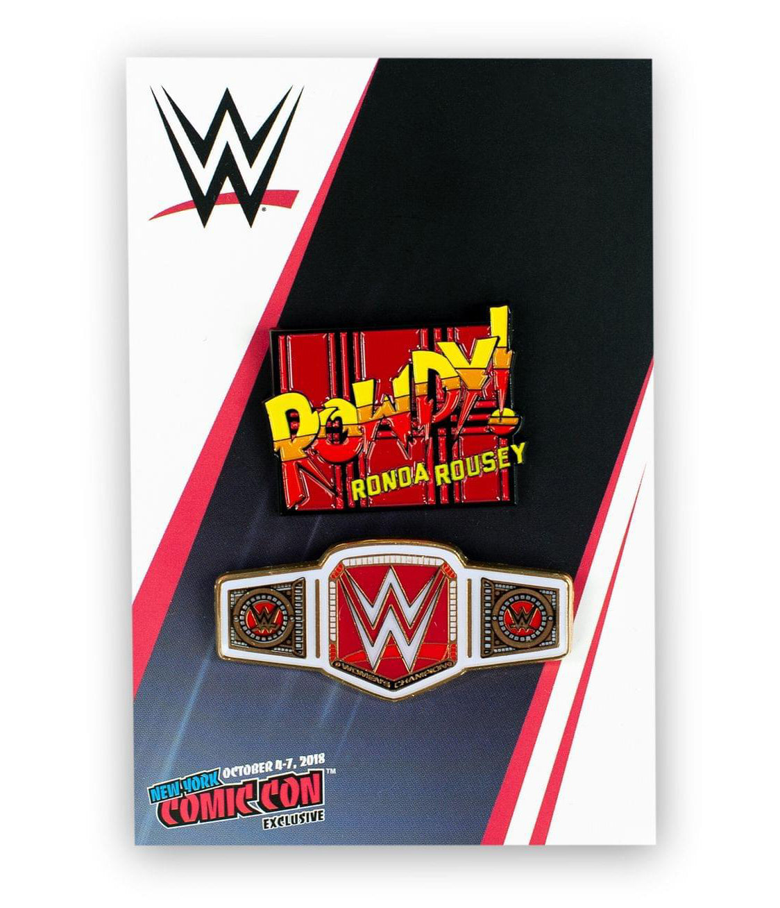 WWE Rowdy Ronda Rousey Collector Pin Set | Exclusive Women's Champion Belt Pin