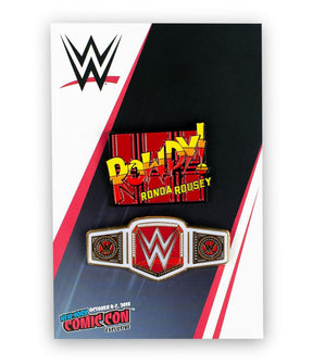 WWE Rowdy Ronda Rousey Collector Pin Set | Exclusive Women's Champion Belt Pin