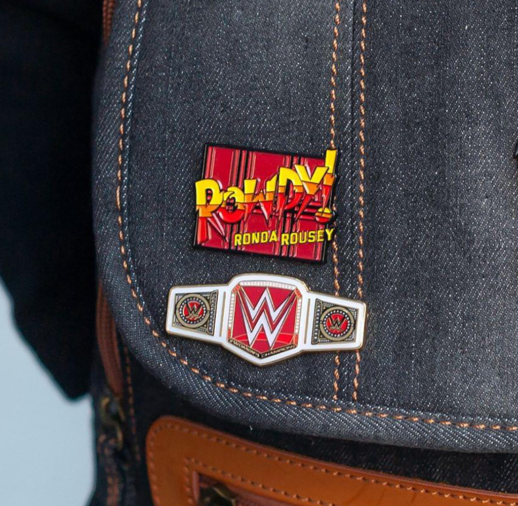 WWE Rowdy Ronda Rousey Collector Pin Set | Exclusive Women's Champion Belt Pin