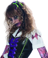 Black Hair Extension & Skull Bow Costume Accessory