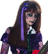 Purple Hair Extension & Skeleton Hand Bow Costume Accessory